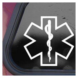 Star Of Life Medical Car White Decal Sticker Laptop Die cut White Decal Sticker: Automotive