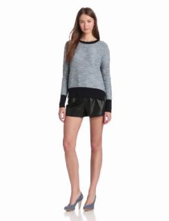 10 Crosby Derek Lam Women's Melange Crew Neck Sweater With Side Slits, Midnight, Petite at  Womens Clothing store: Pullover Sweaters