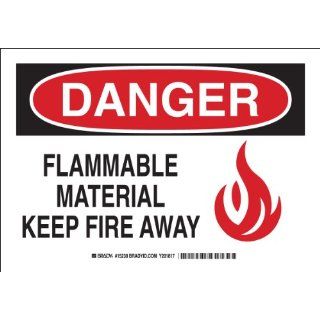 Brady 15238 Plastic, 7" X 10" Danger Sign Legend, "Flammable Materials Keep Fire Away (W/Picto)": Industrial Warning Signs: Industrial & Scientific