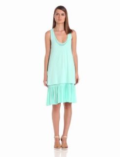 Three Dots Women's Double Layer Dress with Cascading Hem, Aqua Mint, X Small at  Womens Clothing store: