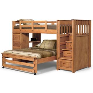 Chelsea Home Twin over Full L Shaped Bunk Bed with Stairway and 4