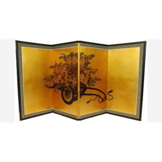 Oriental Furniture 36 x 72 Flower Cart Leaf 4 Panel Room Divider