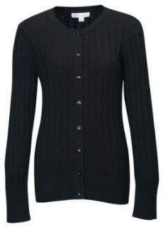 Tri Mountain Women's Ribbed Trim Cable Knit Cardigan Sweater: Clothing