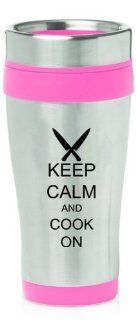 Hot Pink 16oz Insulated Stainless Steel Travel Mug Z222 Keep Calm and Cook On Chef Knives Kitchen & Dining