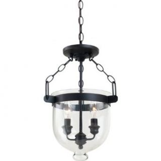Sea Gull Lighting 77046 715 Autumn Bronze Finished Convertible Semi Flush/Pendant with Cloche Glass Shades   Ceiling Pendant Fixtures  