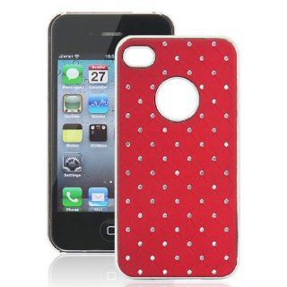 Apple iPhone 4 Diagonal Diamond Padded Leather Coating Plastic Shell(Red)   Snap On Cover, Hard Plastic Case, Face cover, Protector   Retail Packaged: Cell Phones & Accessories