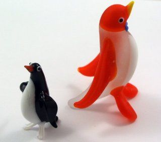Penguins   Quirky Hand Blown Glass Figurines   Kawaii Miniature Japanese Style Figurine: Toys & Games