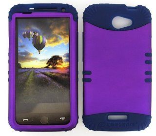Cell Phone Skin Case Cover For Htc One X S720e Non Slip Purple    Dark Blue Rubber Skin + Hard Case: Cell Phones & Accessories