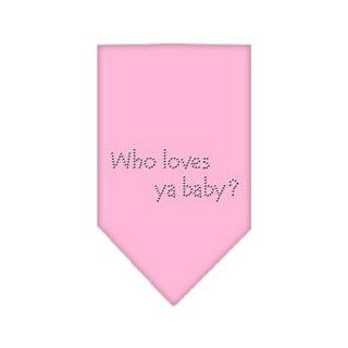 Who Loves Ya Baby Rhinestone Bandana Light Pink Large : Pet Bandanas : Pet Supplies