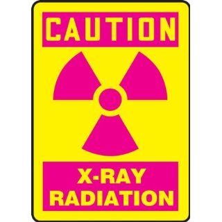 Accuform Signs MRAD703VS Adhesive Vinyl Safety Sign, Legend "CAUTION X RAY RADIATION" with Graphic, 10" Length x 7" Width x 0.004" Thickness, Magenta on Yellow: Industrial Warning Signs: Industrial & Scientific