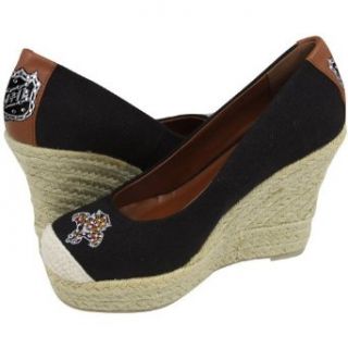 NHL Cuce Shoes Florida Panthers Ladies The Groupie Espadrille Wedge Sandals   Black (7): Clothing