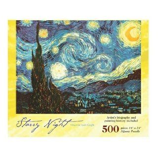 Puzzles Plus Starry Night Van Gogh 500 Piece Jigsaw Puzzle: Toys & Games