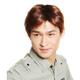Capless Short Synthetic Golden Brown Men's Straight Hair Wig : Hairpieces : Beauty