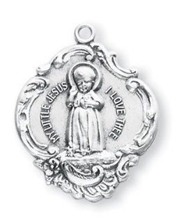 Sterling Silver Large Mens Baroque Infant Jesus 18" Chain Boxed 1"x3/4" Patron Saint St. Medal Pendant Necklace In Gift Box: Jewelry