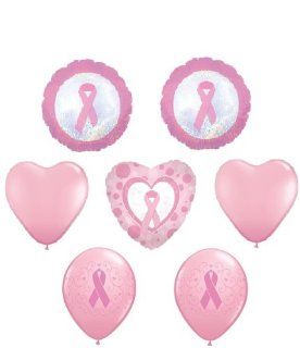 BREAST Cancer Awareness Pink Heart RIBBON (7) Mylar + Latex Balloons Cure Hope: Health & Personal Care