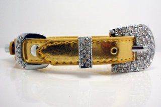 Medium Gold Metallic Leather with Swarovski Grade Crystal Collar for Cat/dog with Diamante Buckle: Everything Else