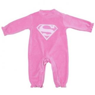 DC Comics Supergirl Baby Velour Jumpsuit   Pink: Clothing