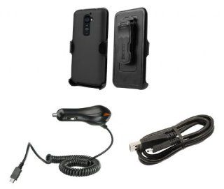 LG G2   Premium Accessory Kit   Charcoal Gray Hard Shell Case + Belt Clip Holster + ATOM LED Keychain Light + Micro USB Cable + Car Charger: Cell Phones & Accessories