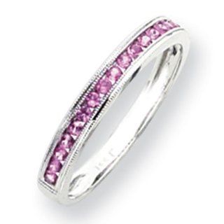 14k White Gold Pink Sapphire Ring Diamond quality A (I2 clarity, I J color): Womens Rings Pink Diamond: Jewelry
