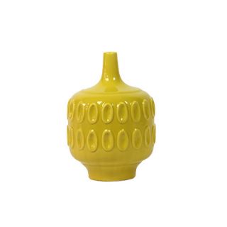Crosshatch Detail Ceramic Vase in Chartreuse Green Glaze (Set of 3)