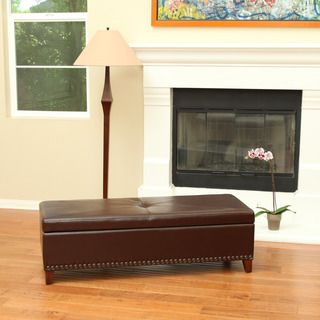 Christopher Knight Home Avril Leather Storage Ottoman