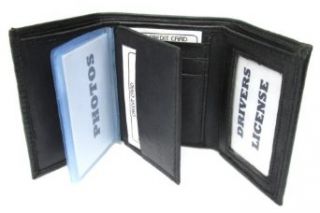 Mens Black Leather Wallet Lamb Classic Trifold 731 at  Mens Clothing store