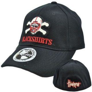 Nebraska Corn Huskers Blackshirts Applique Patch Hat Cap NCAA Flex Fit Stretch : Sports Fan Baseball Caps : Sports & Outdoors