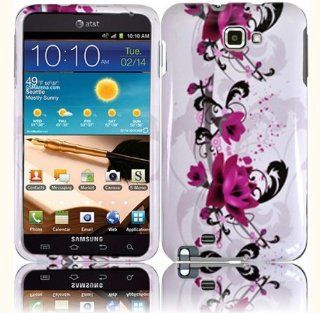 White Purple Flower Hard Cover Case for Samsung Galaxy Note N7000 SGH I717 SGH T879 Cell Phones & Accessories
