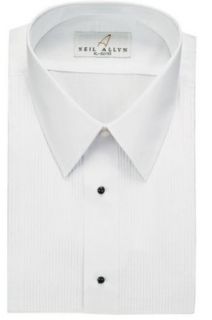 Neil Allyn Men's Tuxedo Shirt Poly/Cotton Laydown Collar 1/8 Inch Pleat at  Mens Clothing store