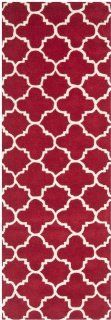 Safavieh CHT717G Chatham Collection Wool Area Runner, 2 Feet 3 Inch by 7 Feet, Red/Ivory  