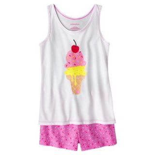 Xhilaration Girls 2 Piece Ice Cream Tank Top and Short Pajama Set   White M