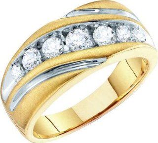 1.00ctw Diamond Fashion Mens Band 10K Yellow Gold Ring Jewelry