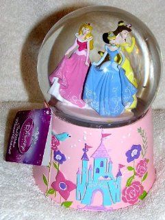 Disney Princess Musical Motion Waterball Snowglobe with Blowing Snow   Cinderella Aurora and Belle   Snow Globes