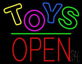 Toys Block Open Green Line Outdoor Neon Sign 24" Tall x 31" Wide x 3.5" Deep : Business And Store Signs : Office Products