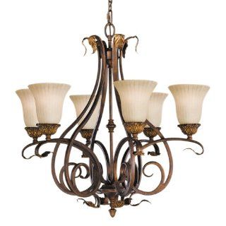 Murray Feiss F2076/6ATS Sonoma Valley Six Light Chandelier, Aged Tortoise Shell with French Scavo Glass Shades    