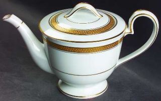 Noritake Goldridge Teapot & Lid, Fine China Dinnerware   Gold Encrusted Band, Go