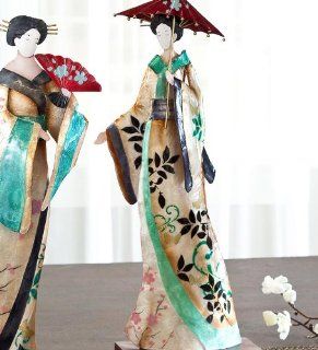 Geisha With Parasol Capiz Figurine   Collectible Figurines