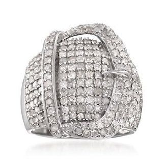 2.25 ct. t.w. Diamond Buckle Ring in Sterling Silver. Size 5 Jewelry Products Jewelry