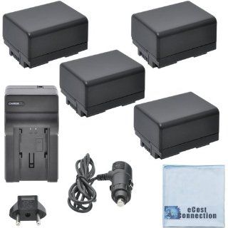 4 Li ion Batteries For Canon BP 727 + Car/Home Charger + Microfiber Cloth by eCost Connection  Camcorder Batteries  Camera & Photo