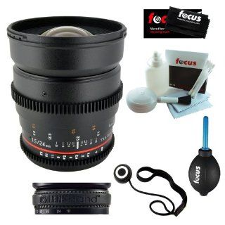 Rokinon 24mm T1.5 Cine Lens for Canon EF Mount with Lens Band(Black), Cleaning and Care Kit, Micro Fiber Cleaning Cloth, Lens Cap Keeper and Professional Dust Blower.  Camera Lenses  Camera & Photo