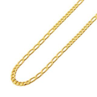 14K Yellow Gold 2.5mm 10+1 Figaro Chain Necklace with Lobster Claw Clasp   18" Inches: The World Jewelry Center: Jewelry