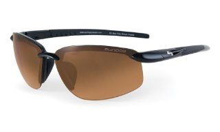 Sundog Bomb Mela Lens Sunglasses with Shiny Black Frame and Brown Mela Lens Sports & Outdoors