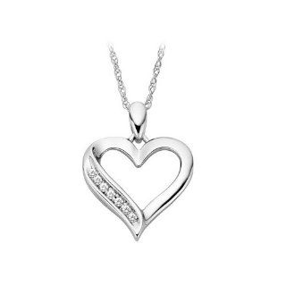 1/20 ct. tw. Diamond Heart Shaped Pendant in Sterling Silver: Jewelry