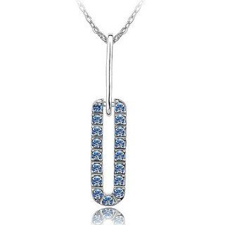 Charm Jewelry Swarovski Crystal Element 18k Gold Plated Light Sapphire Blue Fashion Oval Necklace Z#579 Zg4d759c: Jewelry