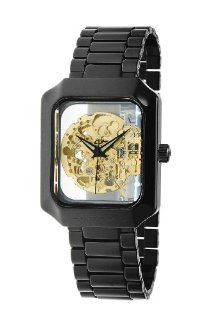Android Mystique Ceramic Skeleton Automatic Watch Black with Goldtone Movemen: Android: Watches
