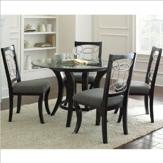 Steve Silver Company Cayman 5 Piece Round Dining Table Set in Black: Home & Kitchen