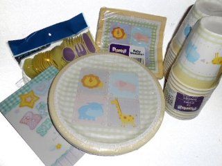Unisex Baby Shower Party Supplies Animal Theme   Plates, Napkins, Silverware, Cups & Shower Games: Health & Personal Care