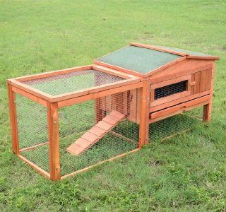 Pawhut Deluxe 62" Wooden Rabbit Hutch / Chicken Coop w/ Outdoor Run  Pet Habitats 