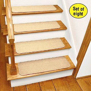 Set of 8 Ivory Solid Non Slip Stair Treads   Staircase Step Treads