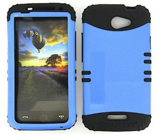 3 IN 1 HYBRID SILICONE COVER FOR HTC ONE X HARD CASE SOFT BLACK RUBBER SKIN PEARL BLUE BK A022 AC S720E KOOL KASE ROCKER CELL PHONE ACCESSORY EXCLUSIVE BY MANDMWIRELESS: Cell Phones & Accessories